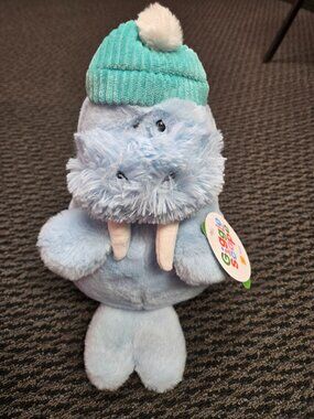 NEW GiggleScape Light Blue Walrus 12” Plush Stuffed Animal Teal Winter Hat NWT